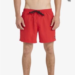 Quiksilver Volley 15" Swim Board Shorts Lined Red Men’s Small Drawstring Pockets